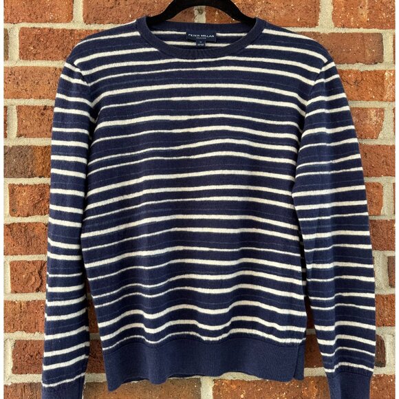 Peter Millar Women’s M Navy White Stripe Wool Silk Linen Sweater - Picture 1 of 9